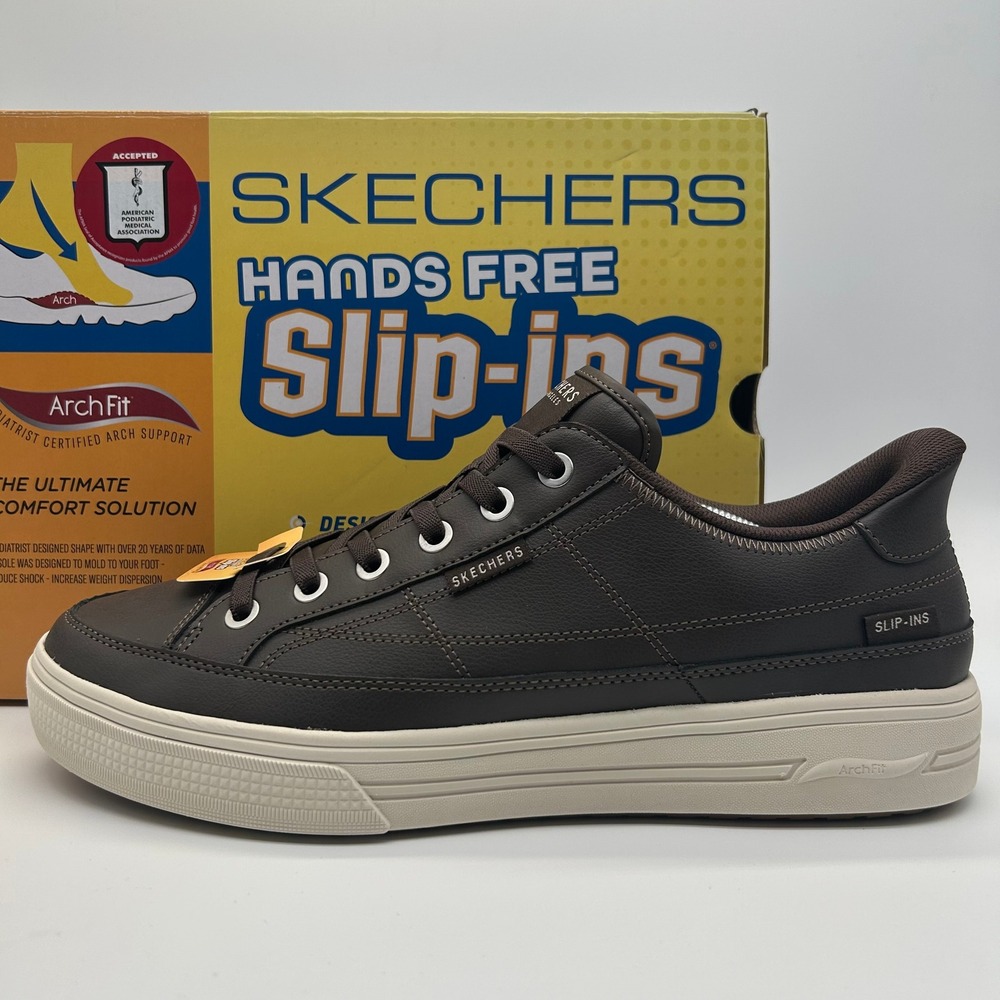 Skechers Slip-ins Arch Fit Arcade Mens 13 Chocolate Brown Sneaker Shoes